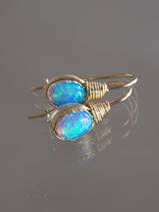 boucles d'oreilles Wire mini, opale bleu