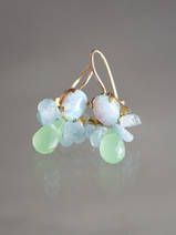 boucles d'oreilles Bee opale, aquamarine, cristal