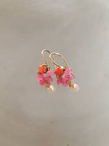 boucles d'oreilles Dancer corail, jade rose, perle