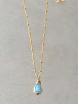 collier Wire mini, opale bleue
